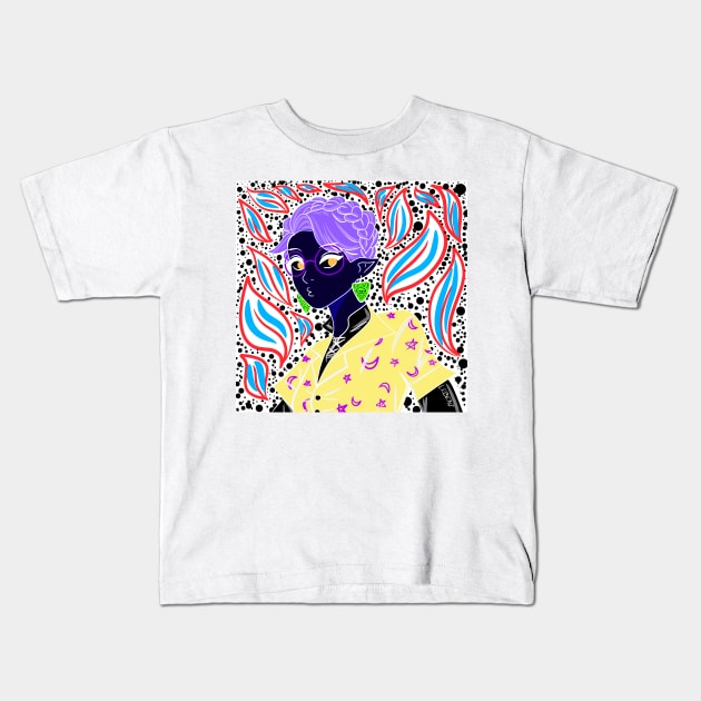 Maho shojo, dark elf waifu in kawaii pattern Kids T-Shirt by jorge_lebeau